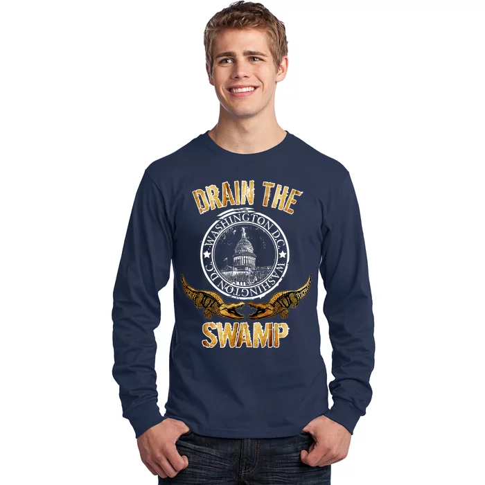 Drain The Swamp Washington DC Alligator Logo Trump Long Sleeve Shirt