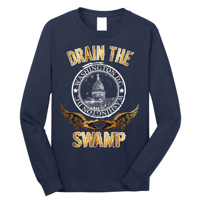 Drain The Swamp Washington DC Alligator Logo Trump Long Sleeve Shirt