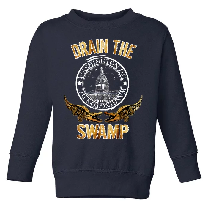 Drain The Swamp Washington DC Alligator Logo Trump Toddler Sweatshirt