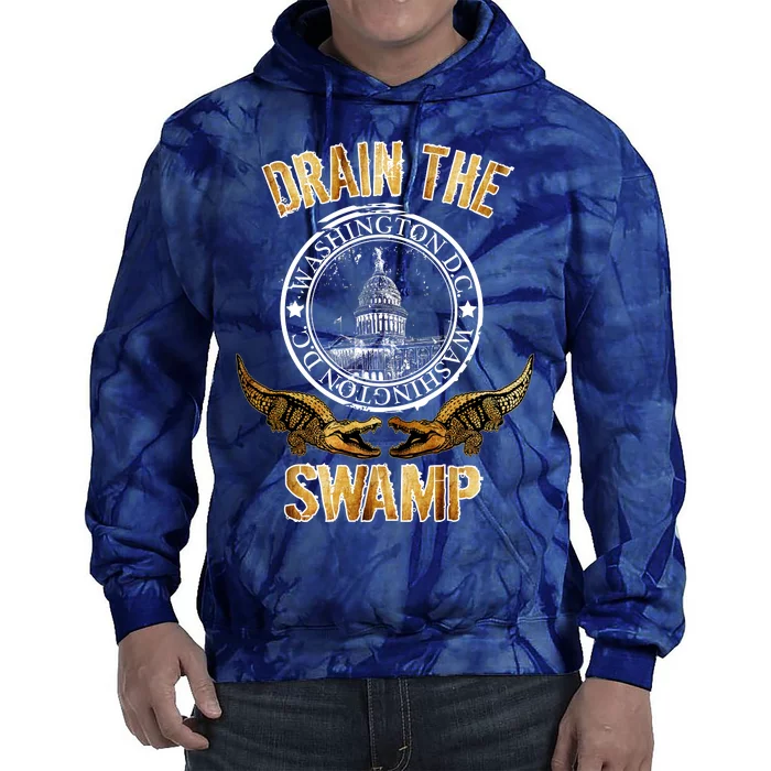 Drain The Swamp Washington DC Alligator Logo Trump Tie Dye Hoodie