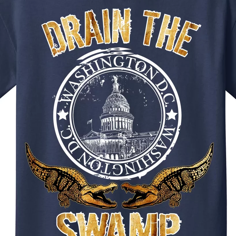 Drain The Swamp Washington DC Alligator Logo Trump Kids T-Shirt