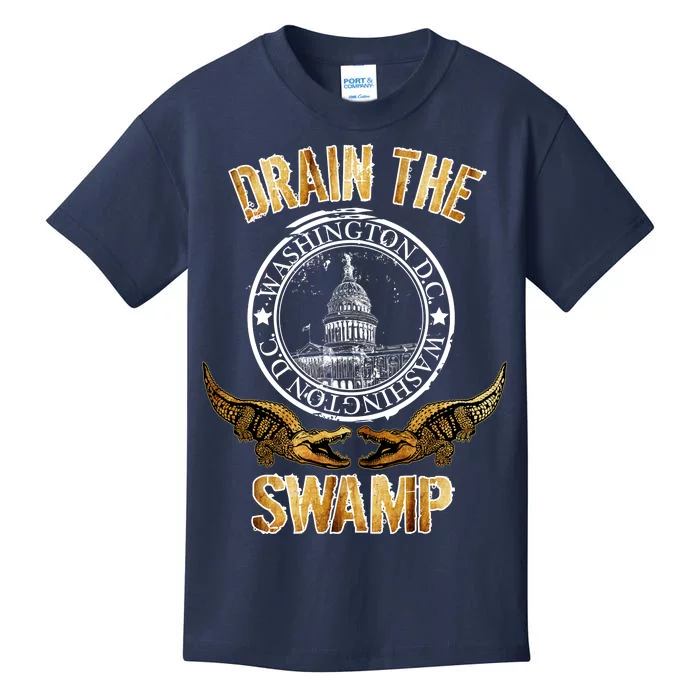 Drain The Swamp Washington DC Alligator Logo Trump Kids T-Shirt