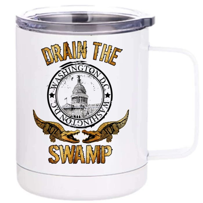 Drain The Swamp Washington DC Alligator Logo Trump Front & Back 12oz Stainless Steel Tumbler Cup