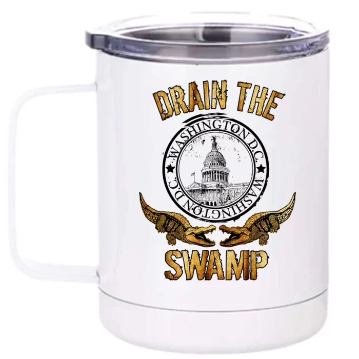 Drain The Swamp Washington DC Alligator Logo Trump Front & Back 12oz Stainless Steel Tumbler Cup