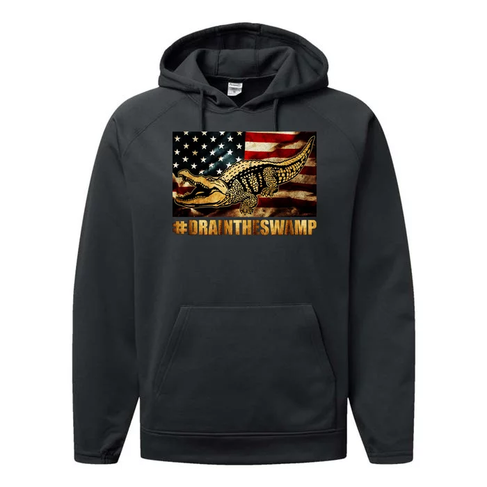 Drain The Swamp Washington DC Donald Trump President Performance Fleece Hoodie