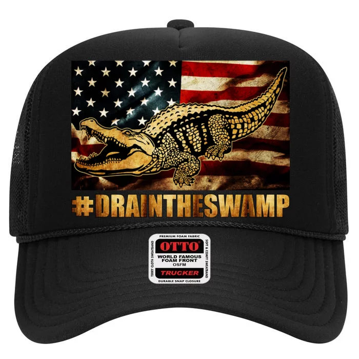 Drain The Swamp Washington DC Donald Trump President High Crown Mesh Trucker Hat