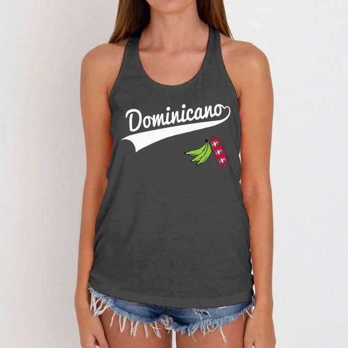 Dominican Republic Baseball Platano Power Women's Knotted Racerback Tank