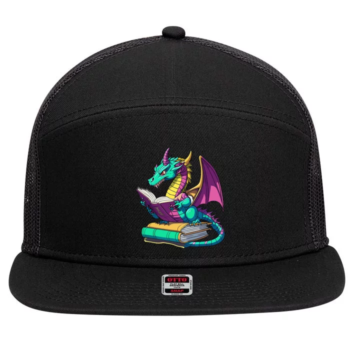 Dragon Reading Book 7 Panel Mesh Trucker Snapback Hat