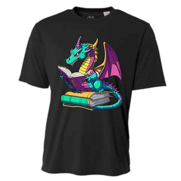 Dragon Reading Book Cooling Performance Crew T-Shirt