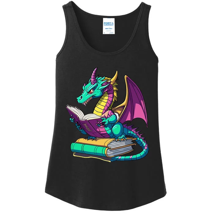 Dragon Reading Book Ladies Essential Tank