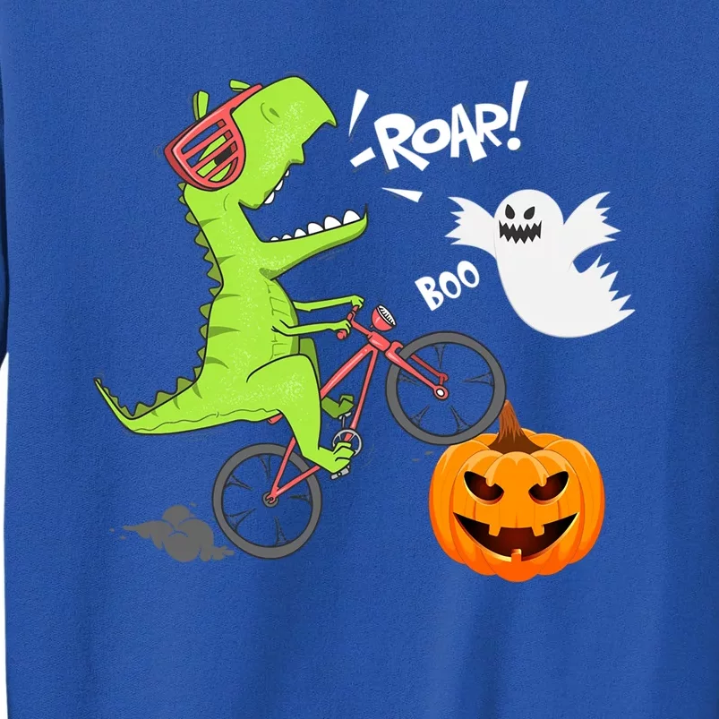 Dinosaur Riding Bicycle Funny Halloween Pumpkin Dinosaur Gift Sweatshirt