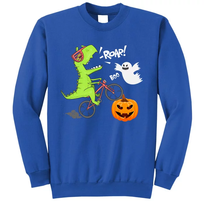 Dinosaur Riding Bicycle Funny Halloween Pumpkin Dinosaur Gift Sweatshirt