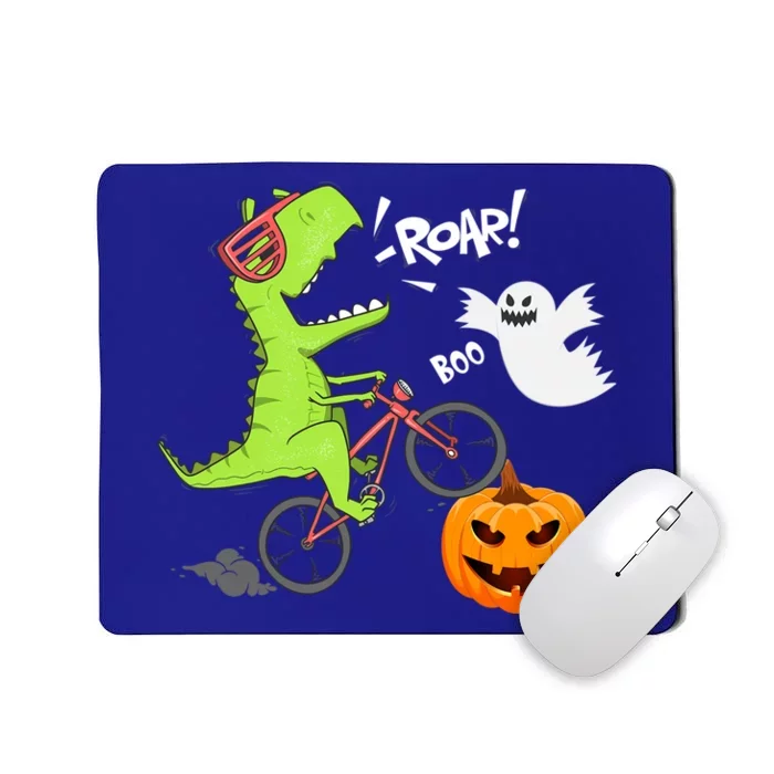 Dinosaur Riding Bicycle Funny Halloween Pumpkin Dinosaur Gift Mousepad