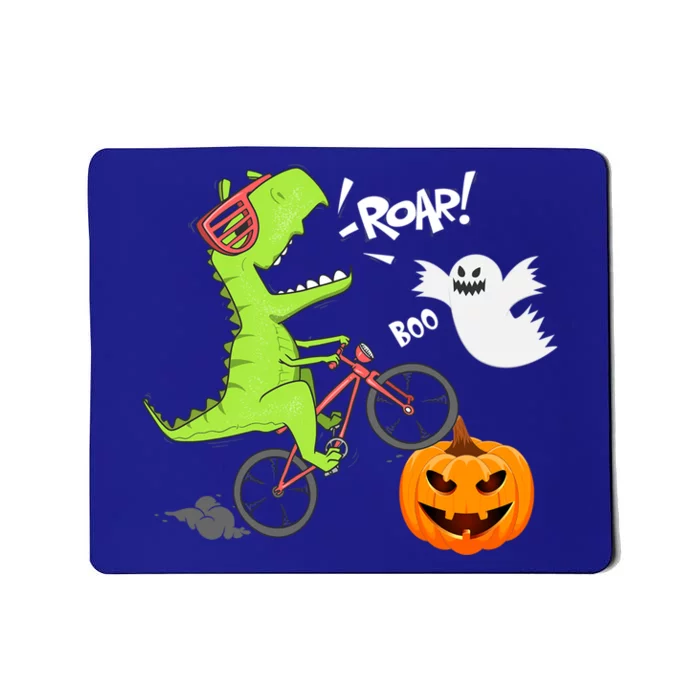 Dinosaur Riding Bicycle Funny Halloween Pumpkin Dinosaur Gift Mousepad