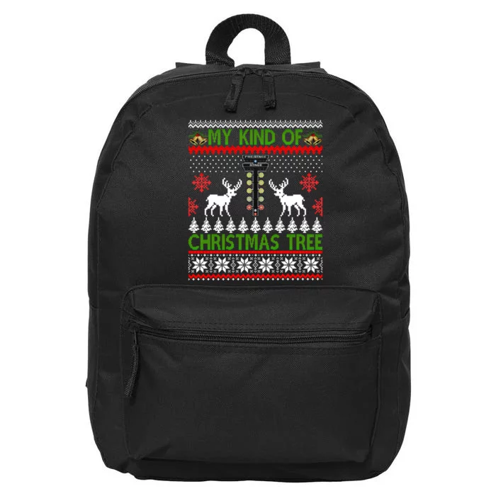 Drag Racing Christmas Tree Ugly Xmas Sweater Gift 16 in Basic Backpack