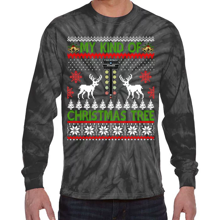 Drag Racing Christmas Tree Ugly Xmas Sweater Gift Tie-Dye Long Sleeve Shirt