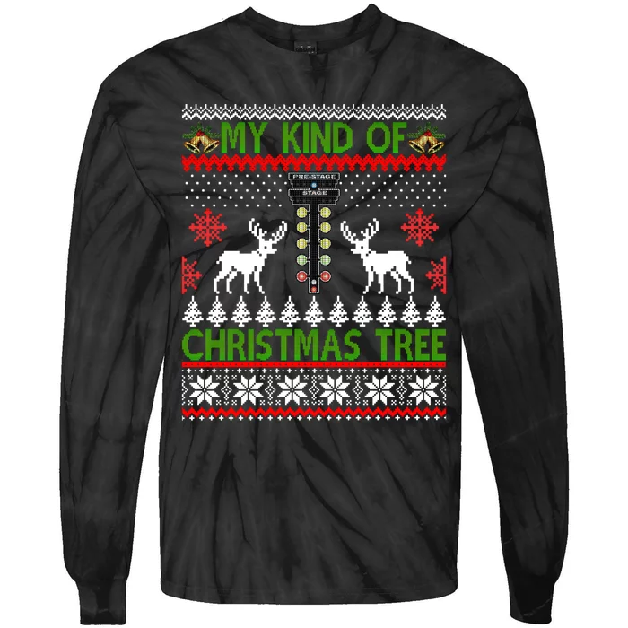 Drag Racing Christmas Tree Ugly Xmas Sweater Gift Tie-Dye Long Sleeve Shirt