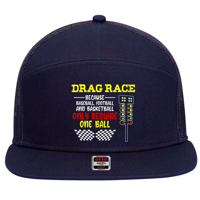 Drag Racing Christmas Tree Design Racing Design Horsepower Gift 7 Panel Mesh Trucker Snapback Hat