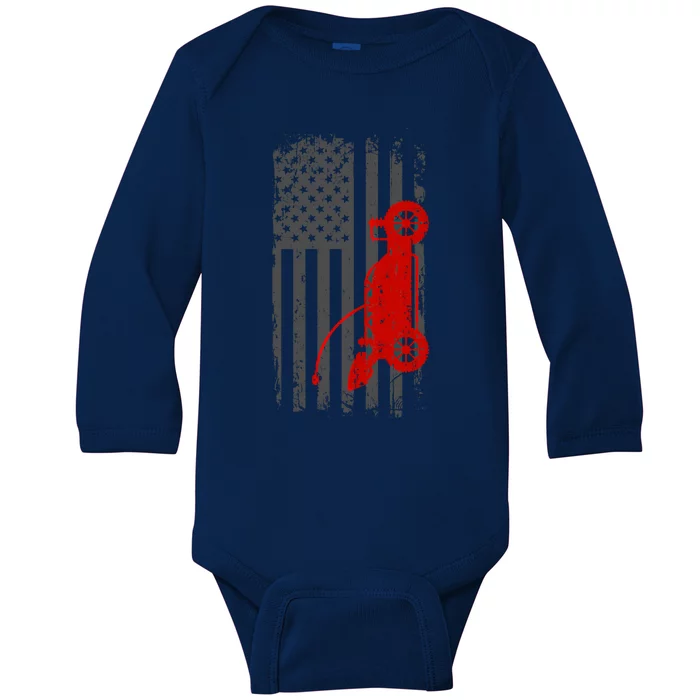 Distressed Rc Car American Flag Racing Racers Patriotic Gift Baby Long Sleeve Bodysuit