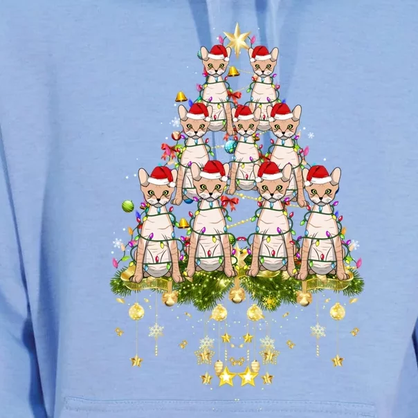 Devon Rex Cat Christmas Tree Lights Funny Xmas Lover Cute Gift Unisex Surf Hoodie