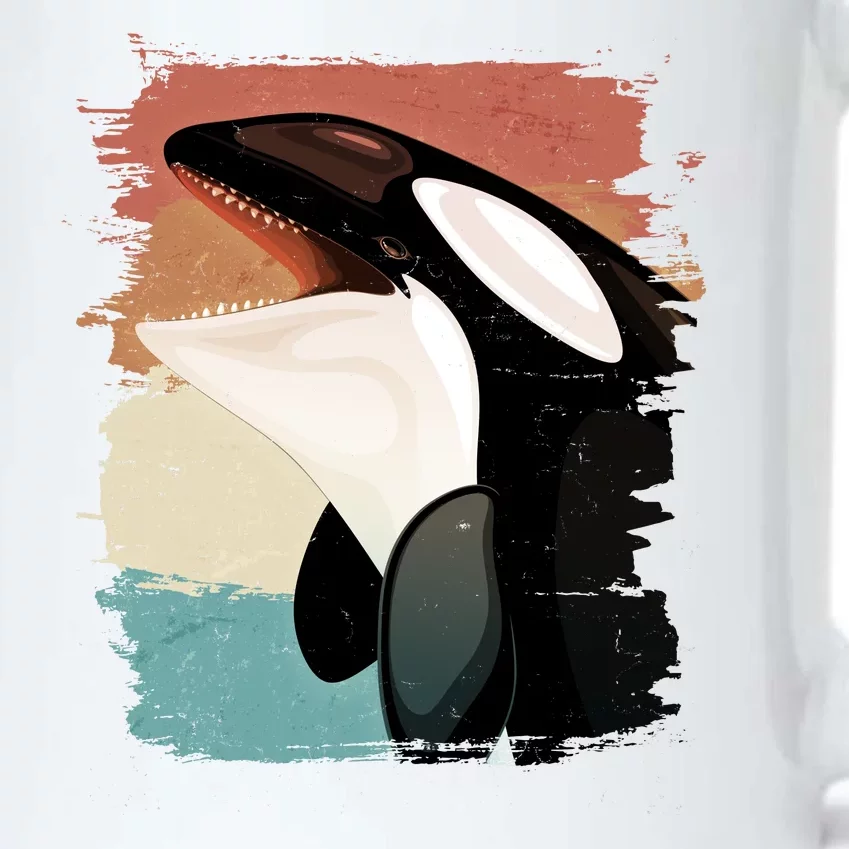 Distressed Retro Colors Orca Killer Whale Black Color Changing Mug