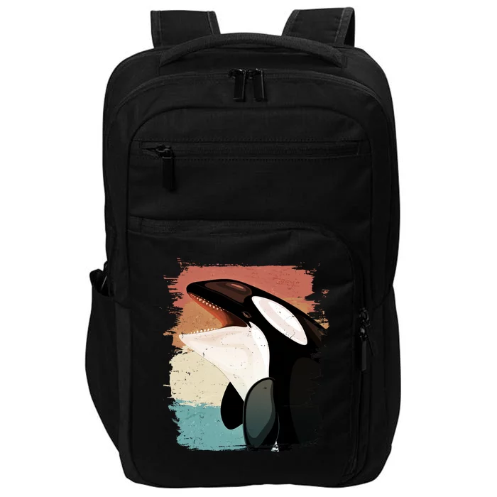 Distressed Retro Colors Orca Killer Whale Impact Tech Backpack