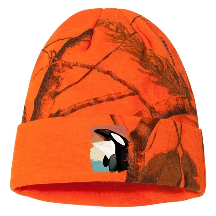 Distressed Retro Colors Orca Killer Whale Kati - 12in Camo Beanie