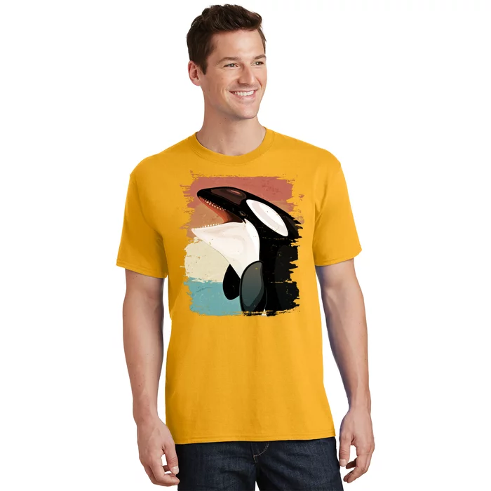 Distressed Retro Colors Orca Killer Whale T-Shirt