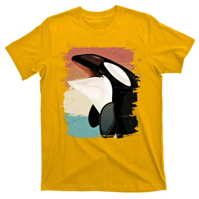 Distressed Retro Colors Orca Killer Whale T-Shirt