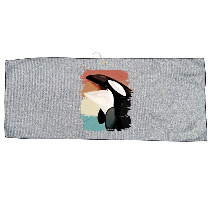 Distressed Retro Colors Orca Killer Whale Large Microfiber Waffle Golf Towel