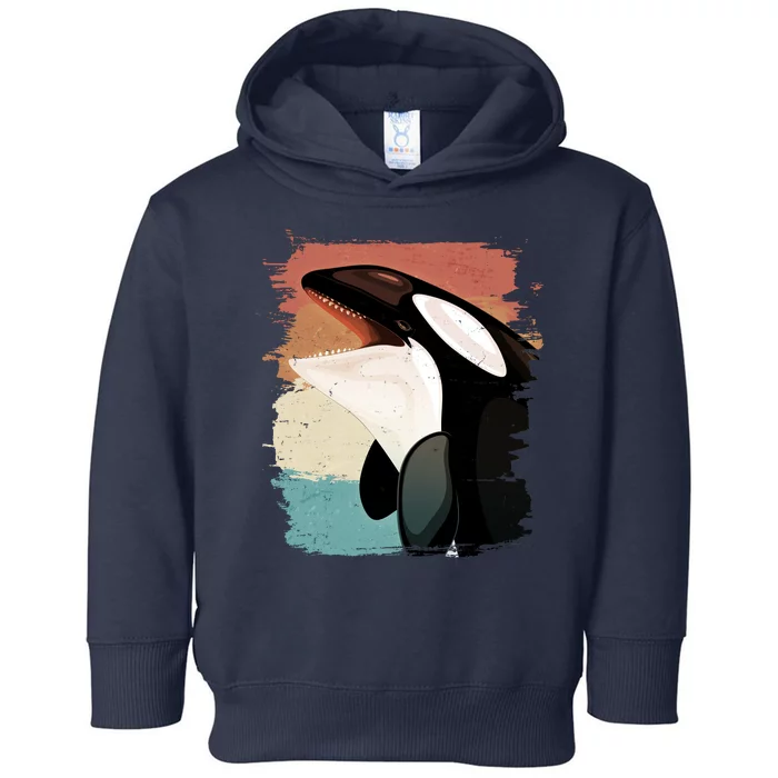 Distressed Retro Colors Orca Killer Whale Toddler Hoodie