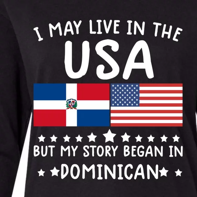 Dominican Roots Cute Gift Half American Flag Dominicaflag Tee Gift Womens Cotton Relaxed Long Sleeve T-Shirt