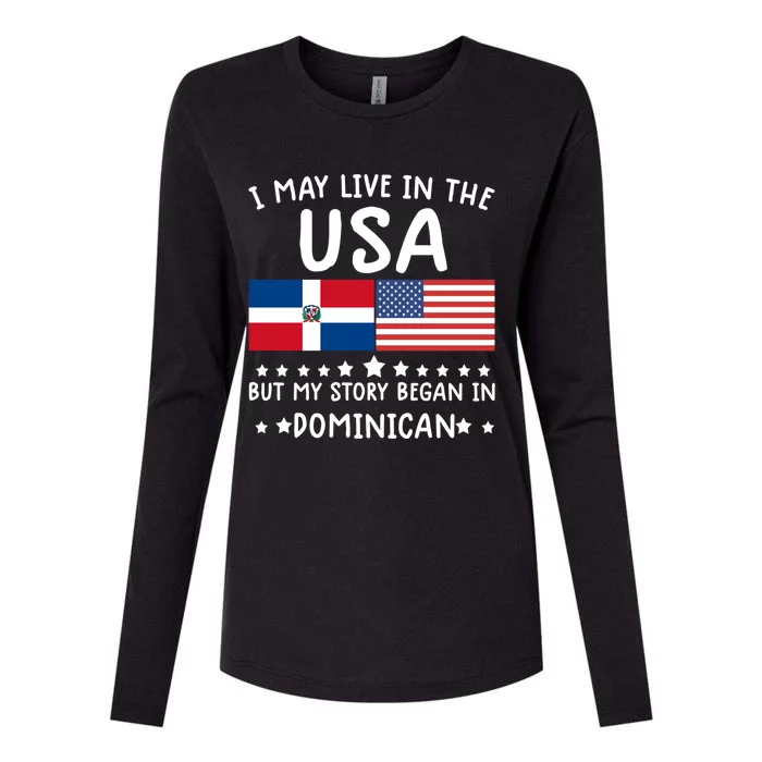 Dominican Roots Cute Gift Half American Flag Dominicaflag Tee Gift Womens Cotton Relaxed Long Sleeve T-Shirt