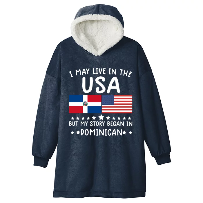 Dominican Roots Cute Gift Half American Flag Dominicaflag Tee Gift Hooded Wearable Blanket