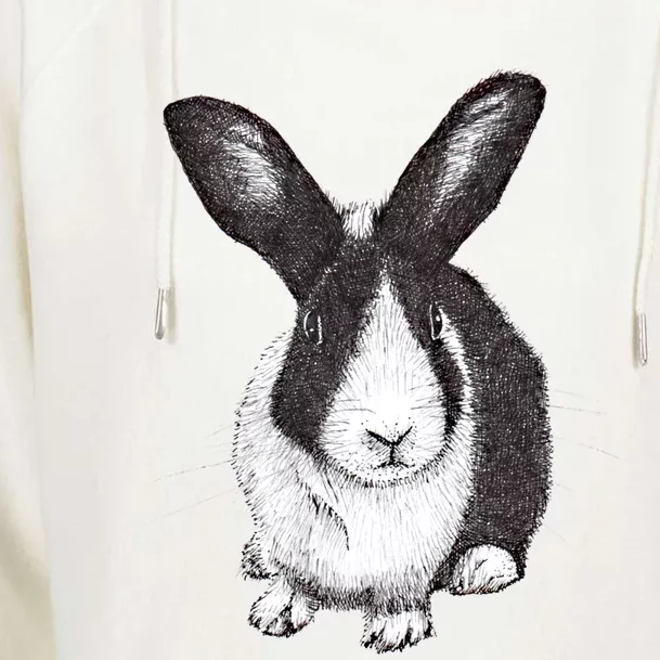 Dutch Rabbit Cute Bunny Sketch Funny Gift Womens Funnel Neck Pullover Hood