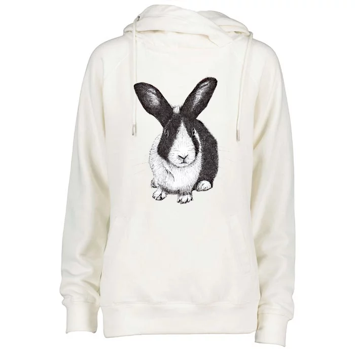 Dutch Rabbit Cute Bunny Sketch Funny Gift Womens Funnel Neck Pullover Hood