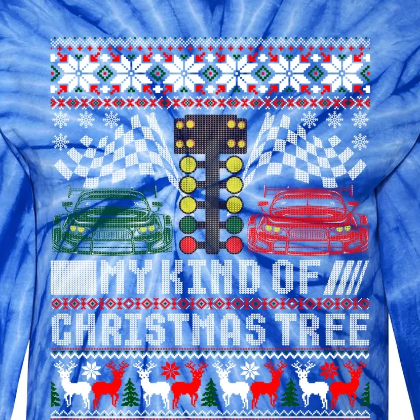 Drag Racing Christmas Tree Race Car Ugly Gift Tie-Dye Long Sleeve Shirt