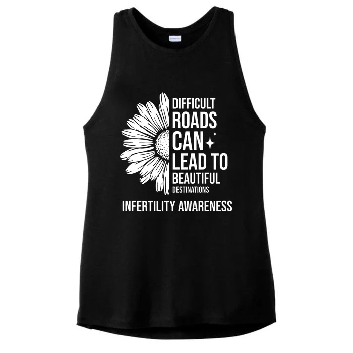 Difficult Roads Can Lead To Beautiful Destinations Infertility Awareness Ladies Tri-Blend Wicking Tank