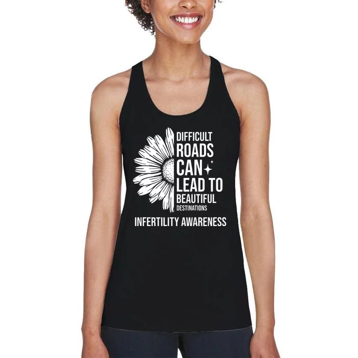 Difficult Roads Can Lead To Beautiful Destinations Infertility Awareness Women's Racerback Tank