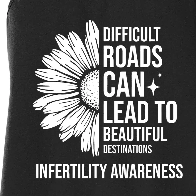 Difficult Roads Can Lead To Beautiful Destinations Infertility Awareness Women's Racerback Tank