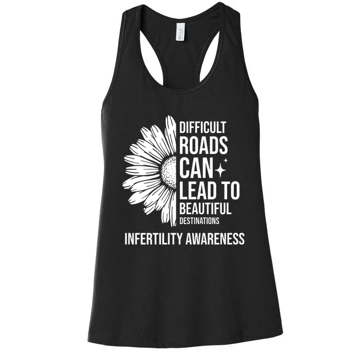 Difficult Roads Can Lead To Beautiful Destinations Infertility Awareness Women's Racerback Tank