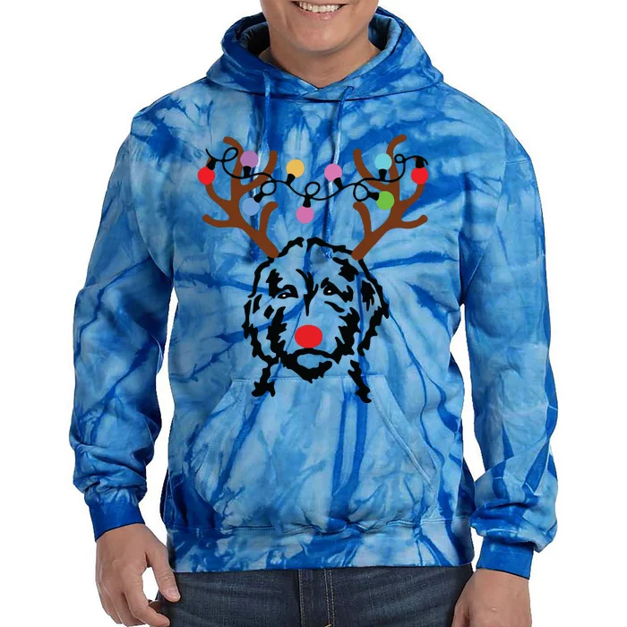 Doodle Reindeer Christmas Lights Funny Doodle Lover Xmas Tie Dye Hoodie