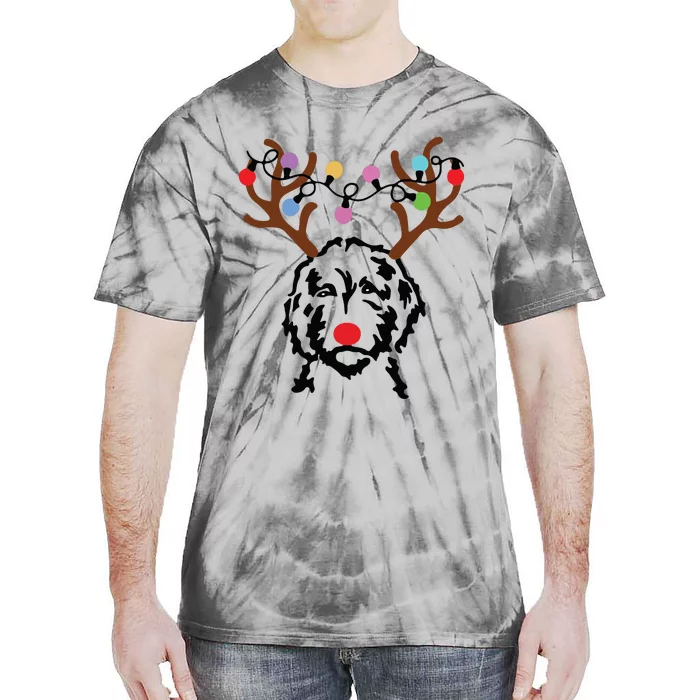 Doodle Reindeer Christmas Lights Funny Doodle Lover Xmas Tie-Dye T-Shirt