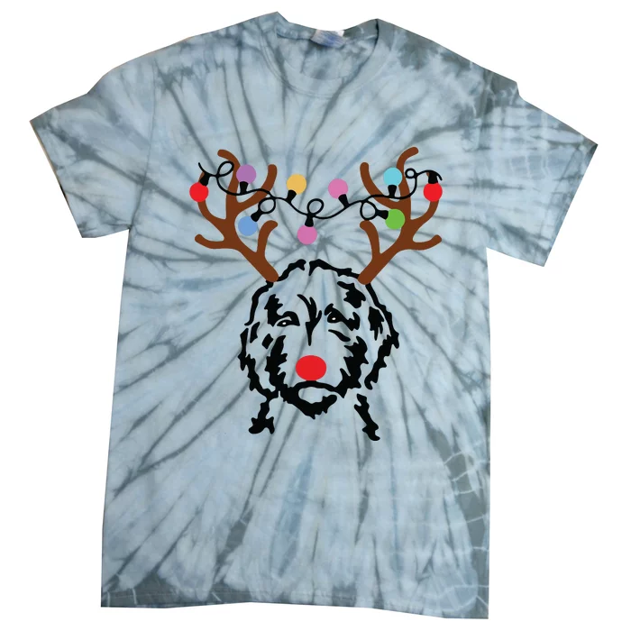 Doodle Reindeer Christmas Lights Funny Doodle Lover Xmas Tie-Dye T-Shirt