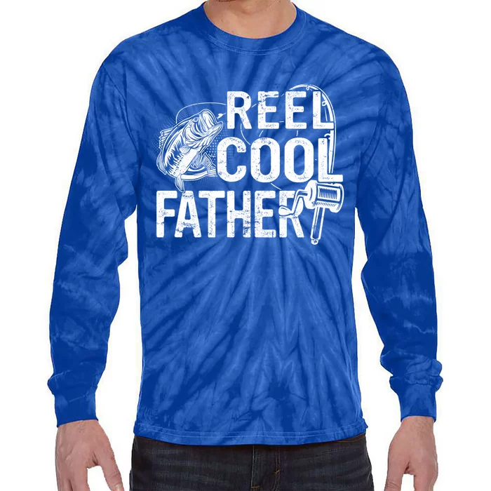 Distressed Reel Cool Father Fishing Fathers Day Meaningful Gift Tie-Dye Long Sleeve Shirt