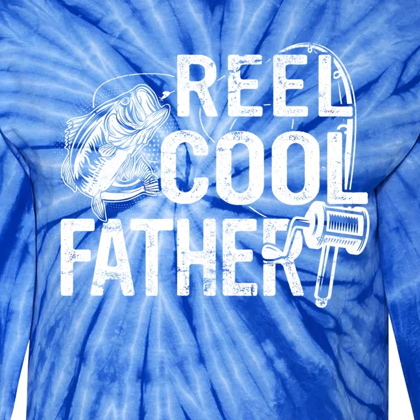 Distressed Reel Cool Father Fishing Fathers Day Meaningful Gift Tie-Dye Long Sleeve Shirt