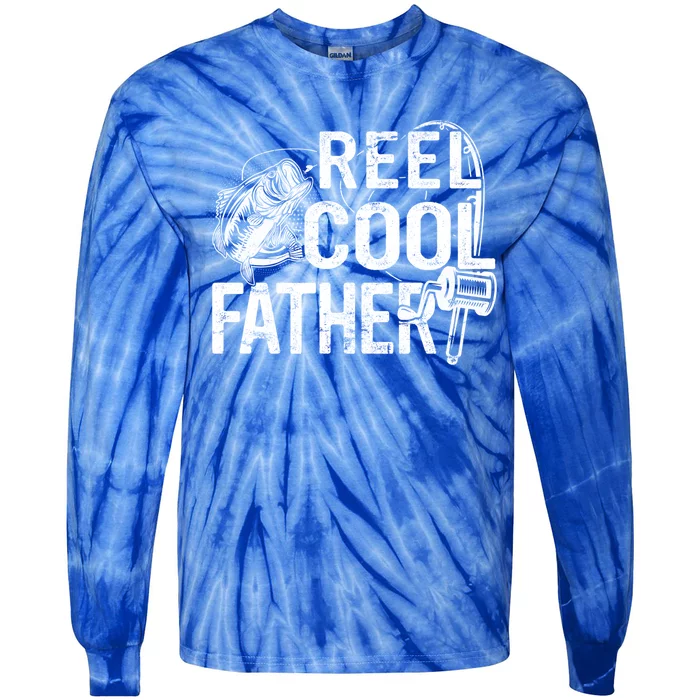 Distressed Reel Cool Father Fishing Fathers Day Meaningful Gift Tie-Dye Long Sleeve Shirt