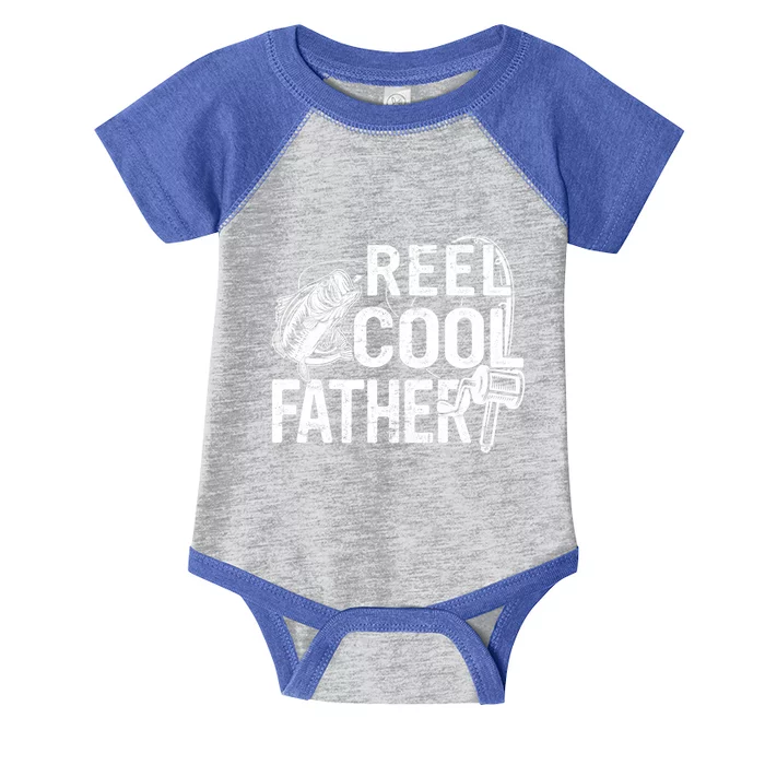 Distressed Reel Cool Father Fishing Fathers Day Meaningful Gift Infant Baby Jersey Bodysuit