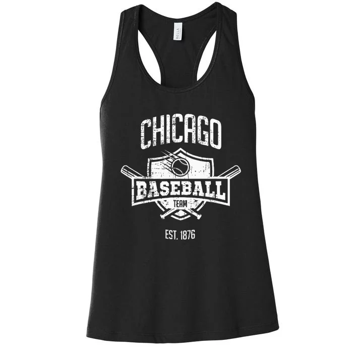 Distressed Retro Cub Fan Party Design Women's Racerback Tank