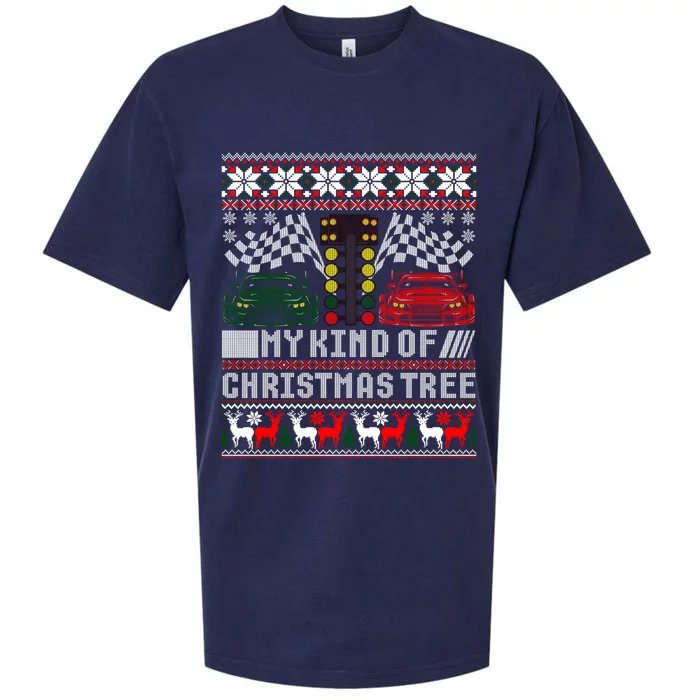 Drag Racing Christmas Tree Race Car Ugly Sweater Gift Sueded Cloud Jersey T-Shirt